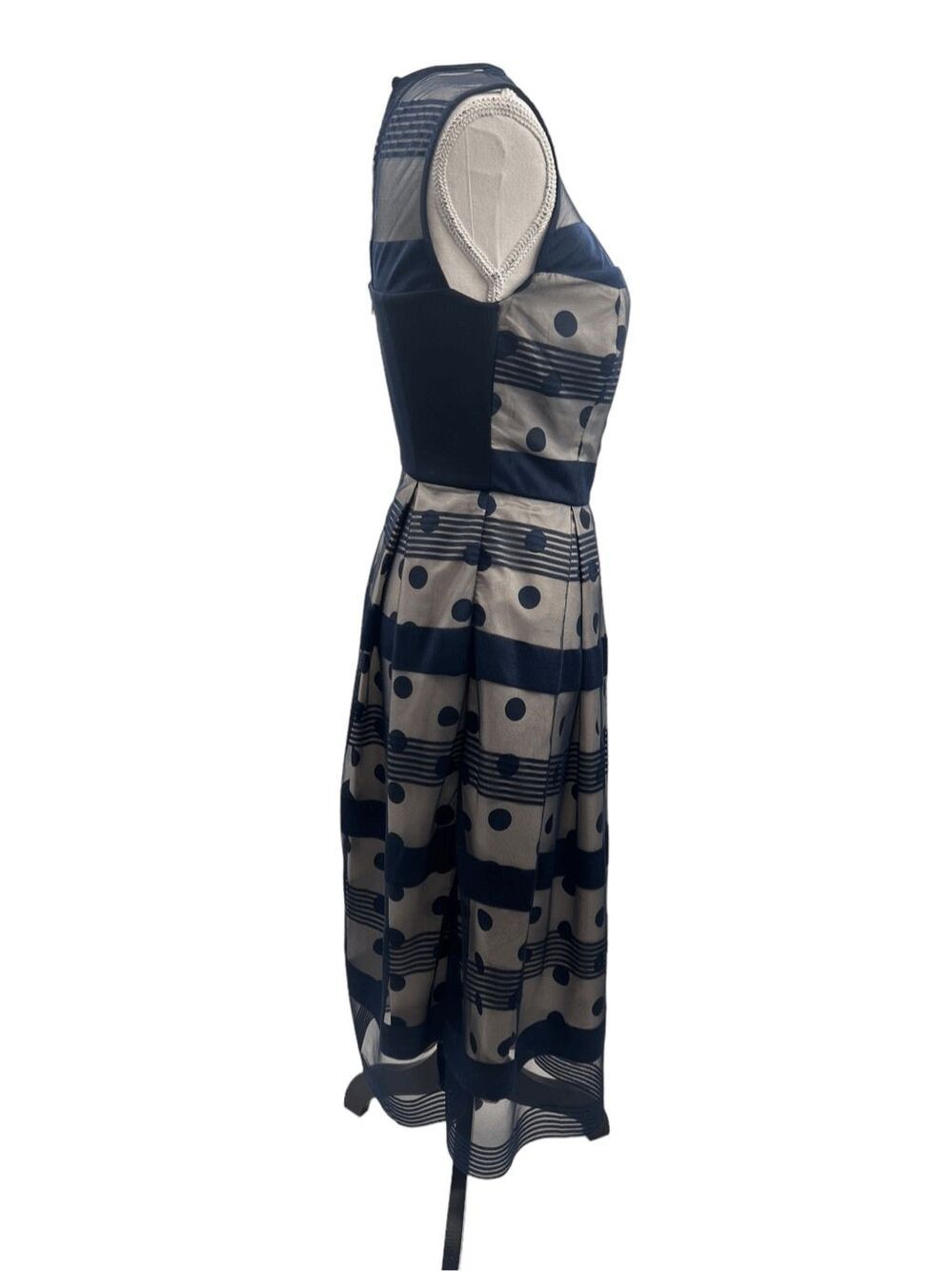 J. Peterman  sleeveless fully lined polka dot a line dress size 4 - Picture 2 of 16